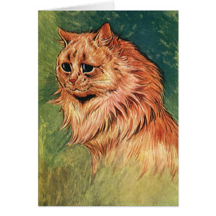 Vintage husdjur, långhårig orange katt OBS kort
