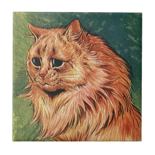Vintage husdjursdjur, långhårig orange katt kakelplatta
