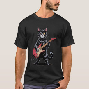 Vintage Huskatts Katt Spelar Gitarr Roligt T Shirt