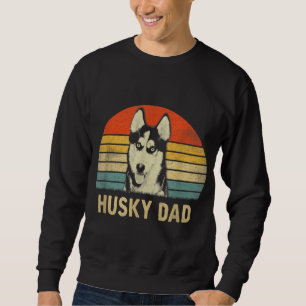 Vintage Husky Pappa Fars dag-gåvor till Hund älska Lång Ärmad Tröja