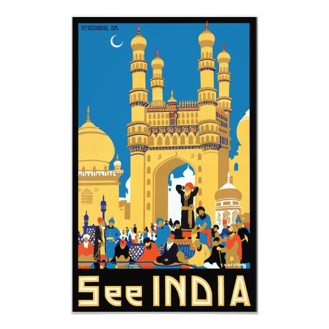 Vintage Hyderabad India Travel Poster (Framsidan)