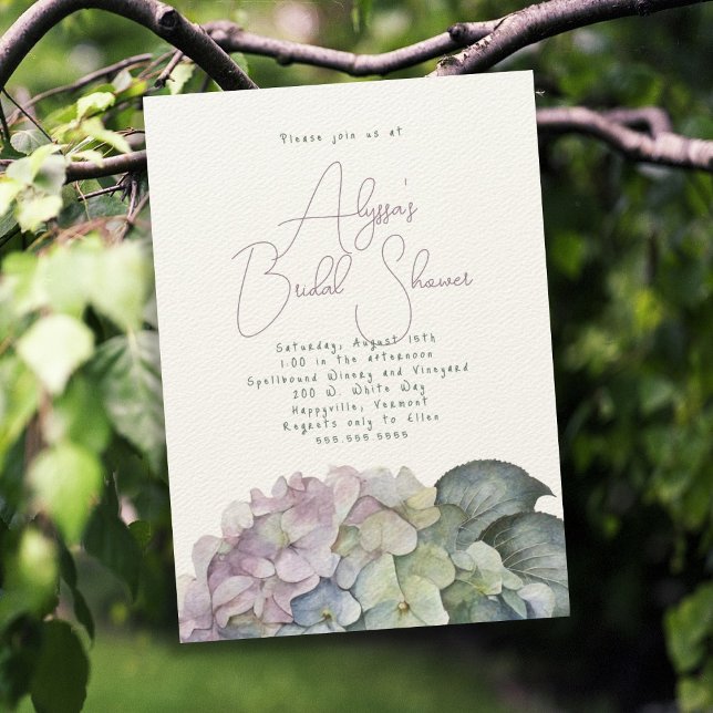 Vintage Hydrangea Blommiga Bröllopsinbjudningar Inbjudningar (Skapare uppladdad)
