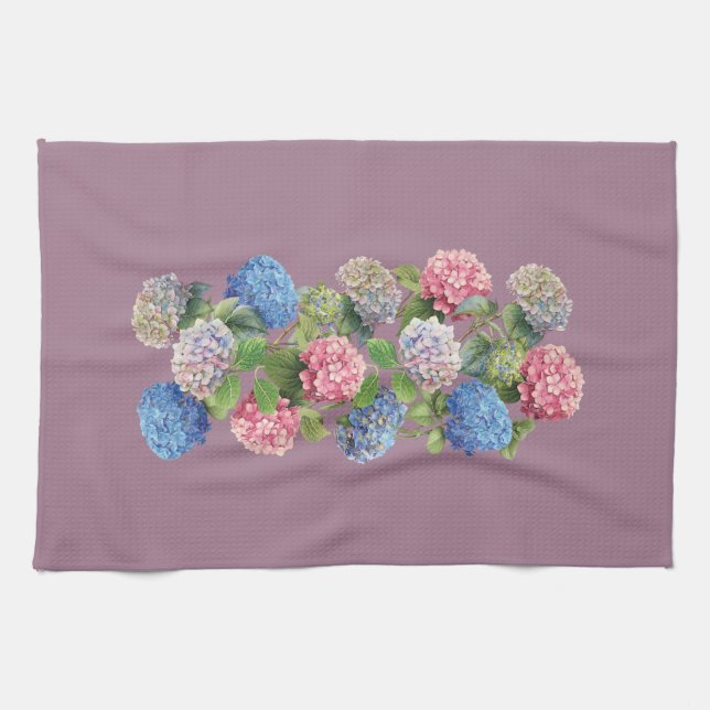 Vintage Hydrangea Blommotiv Kökshandduk (Horisontell)