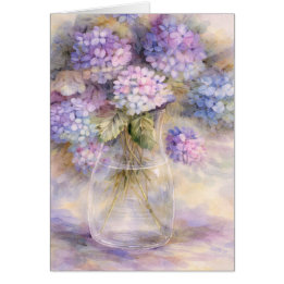 Vintage Hydrangea Bouquet Floral Greeting Card Hälsningskort