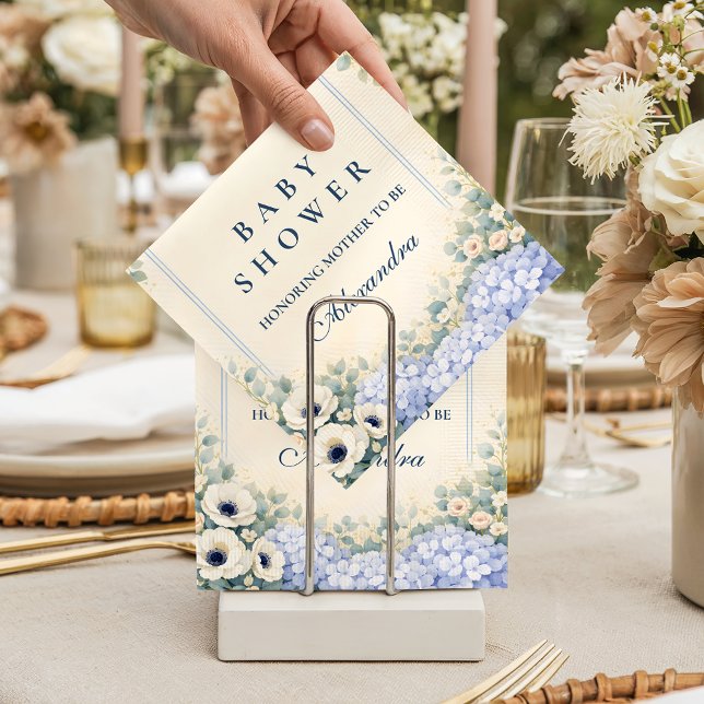 Vintage Hydrangea Floral Frame Baby Shower Pappersservett (Skapare uppladdad)