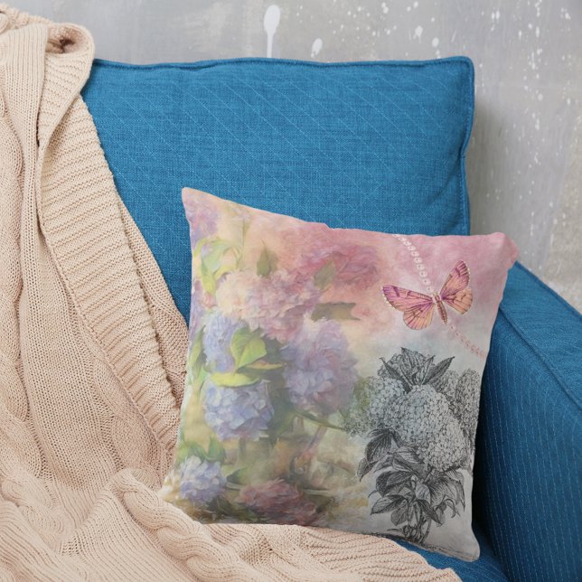 Vintage Hydrangea Luxury Elegance Kudde (Skapare uppladdad)