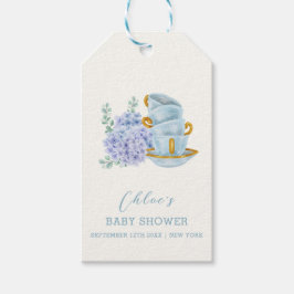 Vintage Hydrangea Tea Brewing Baby Shower Presentetikett