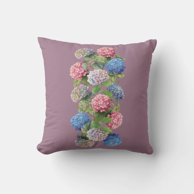 Vintage Hydrangea Throw Pillow Kudde (Framsida)