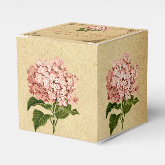 Vintage Hydrangea Wedding Favor Box Presentaskar (Framsidan Sidan)