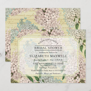 Vintage Hydrangeas   Fransk Ephemera-Möhippa Inbjudningar