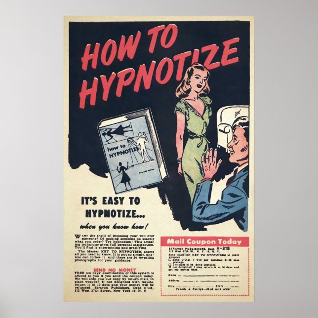 Vintage Hypnotize Advertisement Art Poster (Framsidan)