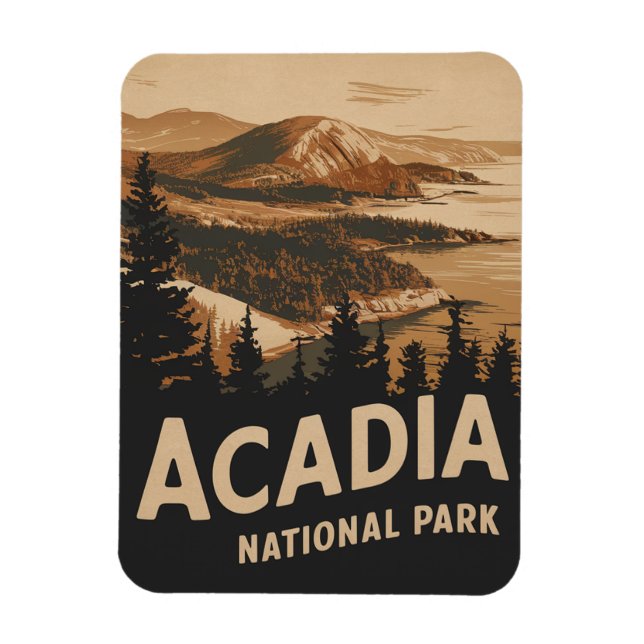 Vintage  i Acadia nationalpark Pub Harbour Magnet (Vertikal)