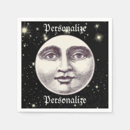 Vintage i ansikte vid måne fullt vid måne pappersservett