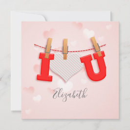 Vintage I Heart You ritad och textad kalligrafi Julkort