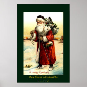 Vintage i jultomten i Kväll Poster