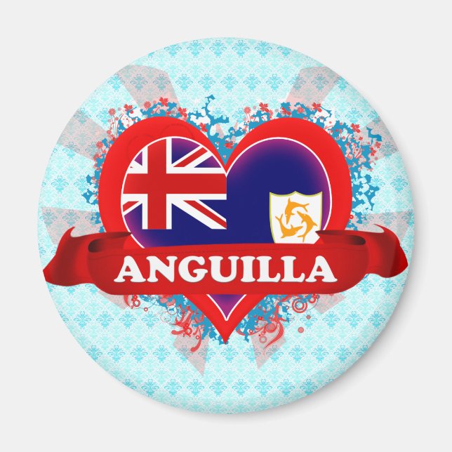 Vintage I Kärlek Anguilla Magnet (Framsidan)