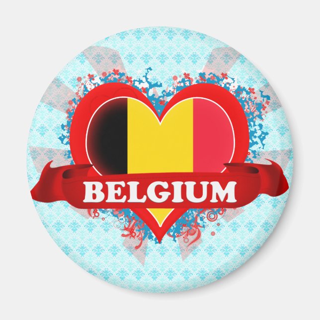 Vintage I Kärlek Belgien Magnet (Framsidan)