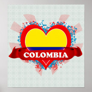 Vintage I Kärlek Colombia Poster