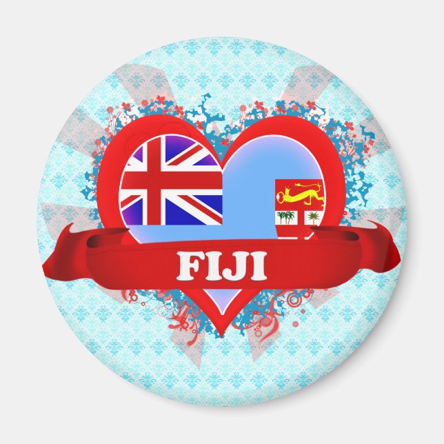 Vintage I Kärlek Fiji Magnet (Framsidan)