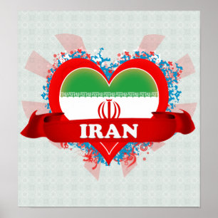 Vintage I Kärlek Iran Poster
