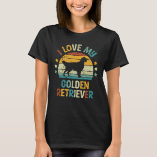 Vintage I Kärlek Min gyllene kvarhållare Hund älsk T Shirt