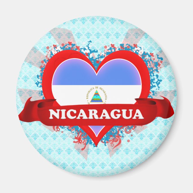 Vintage I Kärlek Nicaragua Magnet (Framsidan)