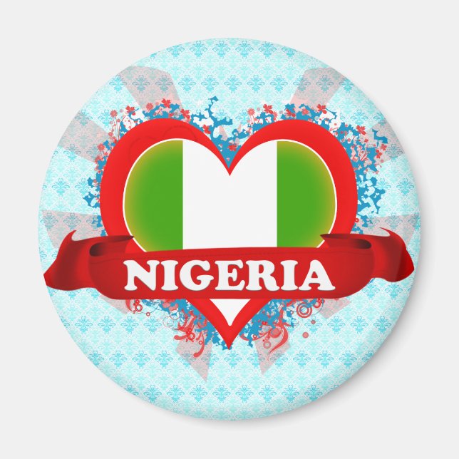 Vintage I Kärlek Nigeria Magnet (Framsidan)