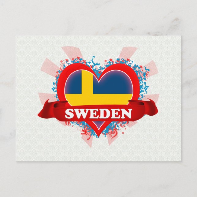 Vintage I Kärlek Sverige Vykort (Framsida)