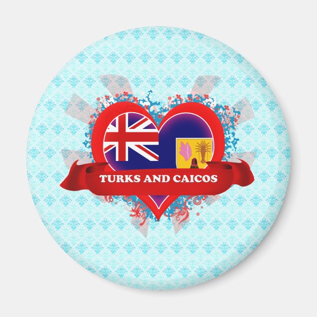 Vintage I Kärlek Turks och Caicos Magnet (Framsidan)