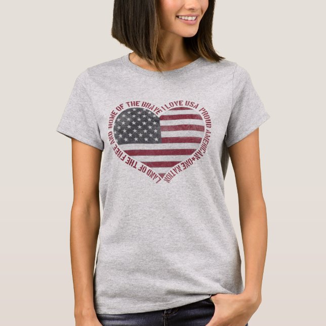 Vintage I Kärlek USA Heart T Shirt (Framsida)