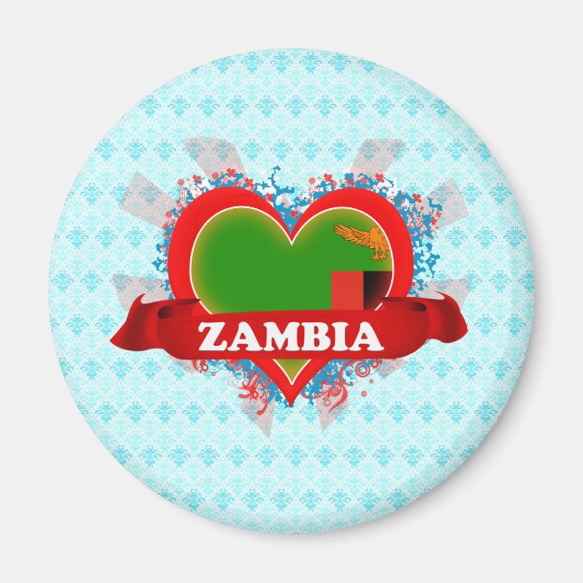 Vintage I Kärlek Zambia Magnet (Framsidan)