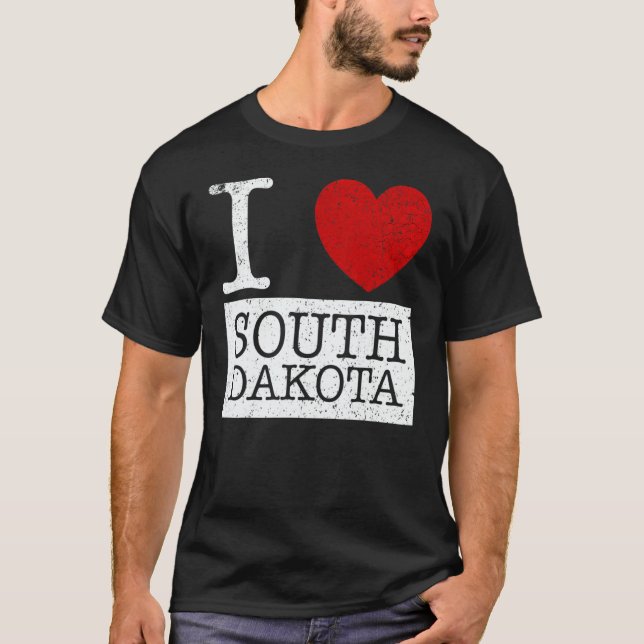 Vintage I Love South Dakota T Shirt (Framsida)