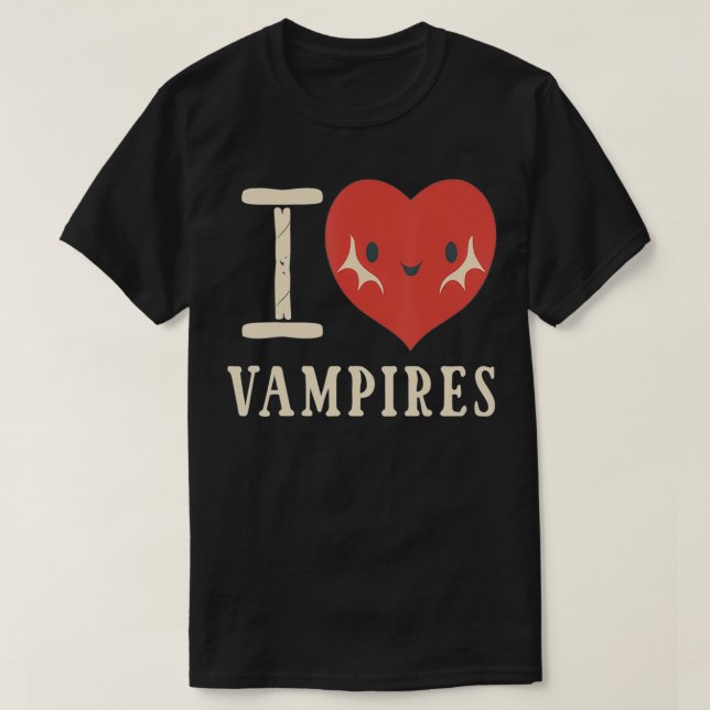 Vintage I Love Vampires T Shirt (Design framsida)