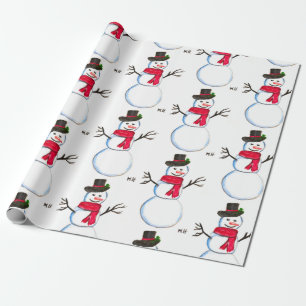 vintage i snögubbe, julafton mönster presentpapper