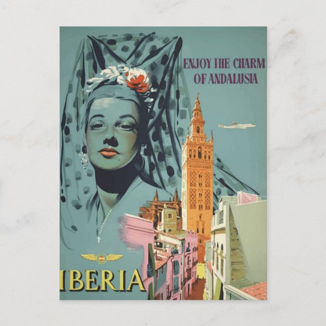 Vintage Iberia Travel Vykort (Framsida)
