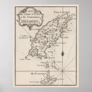 Vintage Ibiza Spain Karta (1764) Poster