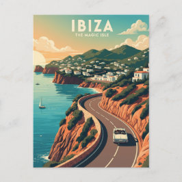 Vintage Ibiza Spain Travel Vykort