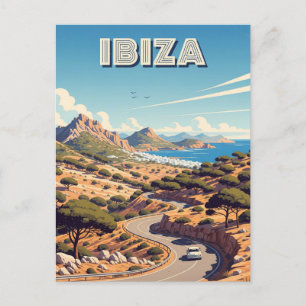 Vintage Ibiza Spain Travel Vykort
