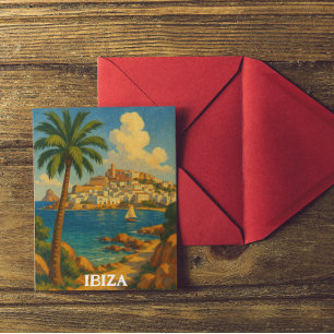 Vintage Ibiza Travel Retro Balearic Island Vykort