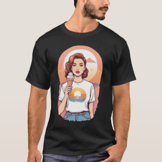 Vintage Ice Cream Girl T Shirt