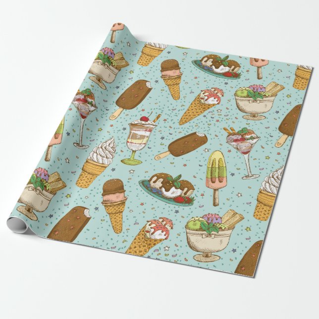 Vintage Ice Cream Presentpapper (Utrullad)