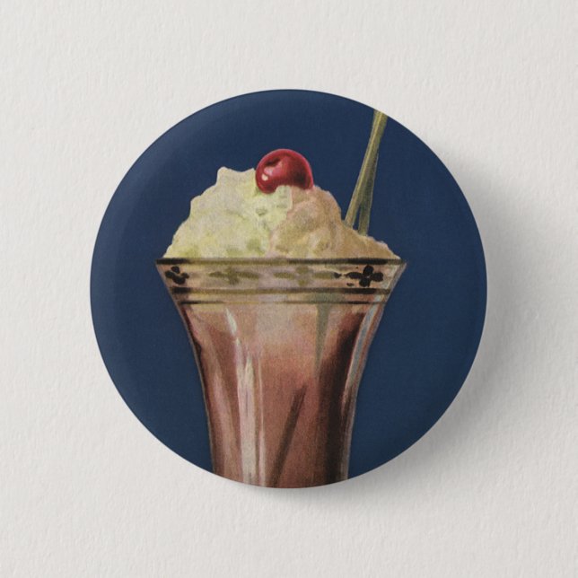 Vintage Ice Cream Shake, Whipping Cream & Cherry Knapp (Framsida)