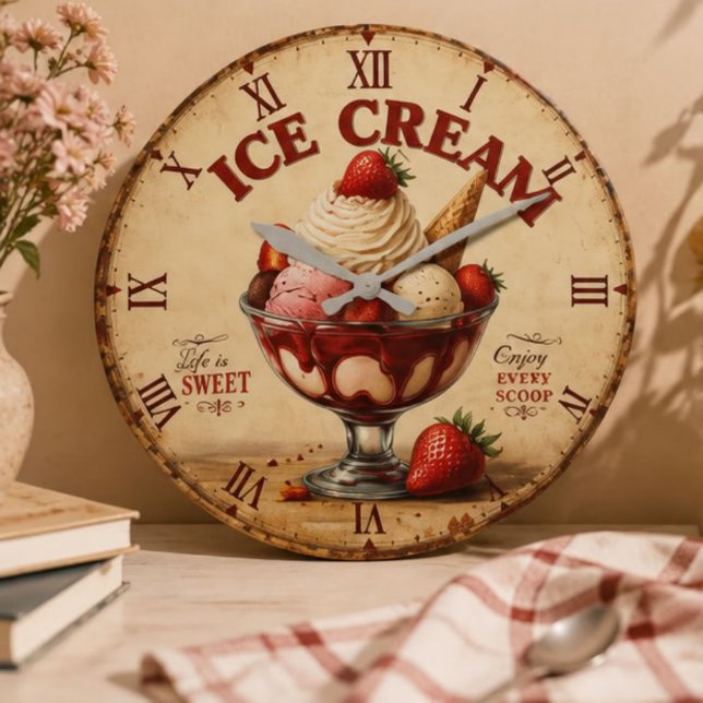Vintage Ice Cream Stor Klocka (Skapare uppladdad)