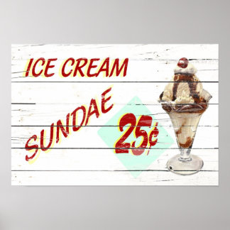 Vintage Ice Cream Sundae Poster