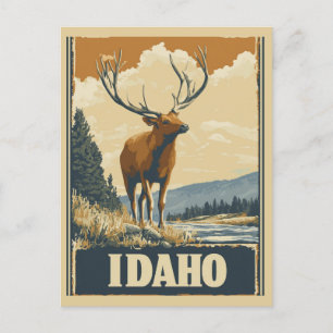 Vintage Idaho Elk Mountain Nature Travel Vykort