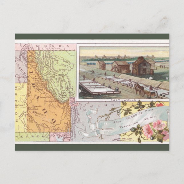 Vintage Idaho-karta Vykort (Framsida)