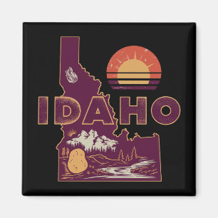 Vintage Idaho Reskarta Retro Amerikansk Stat Magnet