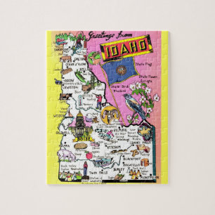 Vintage Idaho vycard Karta Pussel