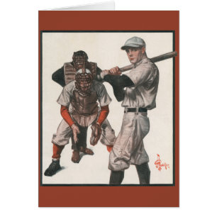 Vintage idrottsbasebollspelare hälsningskort