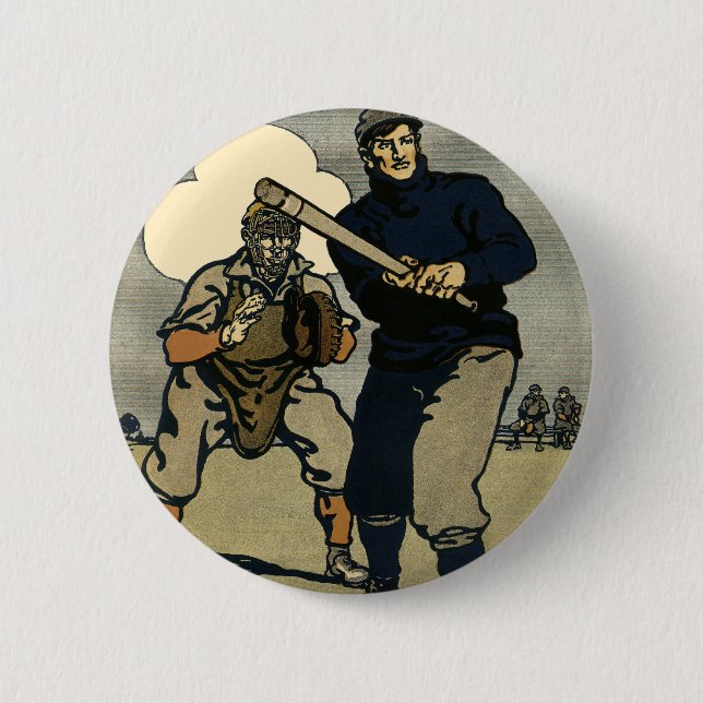 Vintage Idrottsspelare, elegant konst Knapp (Framsida)